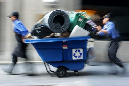 Commercial property using a lockable skip for construction waste